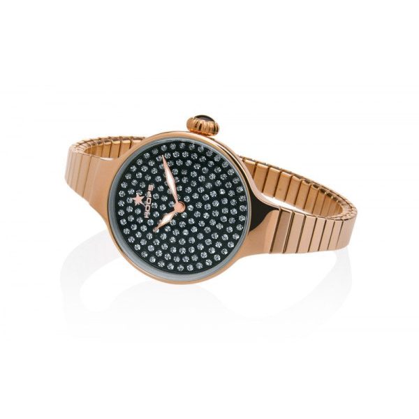 Orologio CHÉRIE DIAMONDS Elastic Gold Nero Hoops